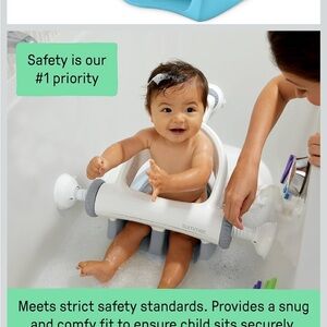 White and Blue Baby Bath Seat